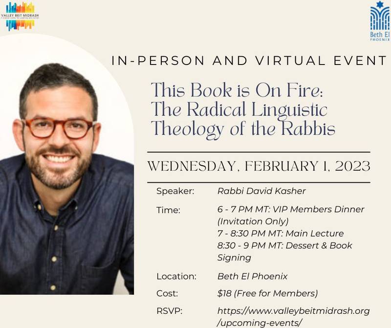 Banner Image for VBM Collaboration Event: This Book is on Fire: The Radical Linguistic Theology of the Rabbis featuring Rabbi David Kasher